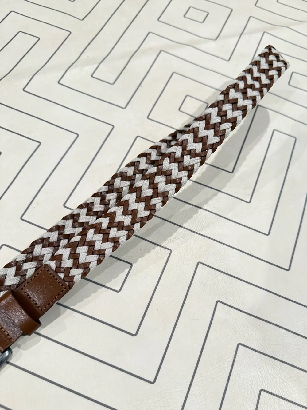 Janie and Jack Brown and White Woven Braided Belt